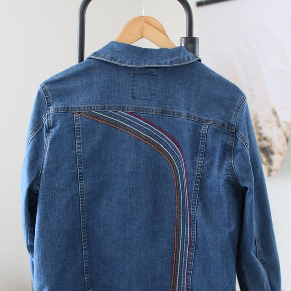 Denim Jacket with Rainbow on back - Picture 4 of 4